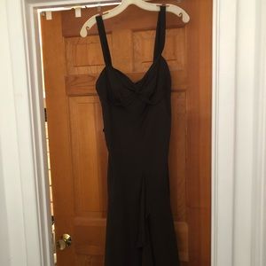 Dress, sleeveless, brown, dressy, flouncy